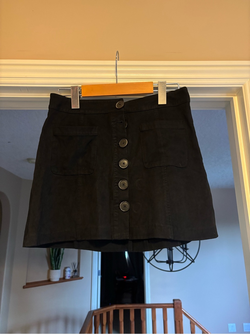 Vintage Zara Black Button-Front Mini Skirt